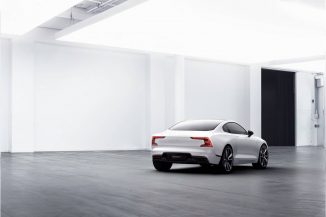 Polestar 1 white exterior, 3/4 rear